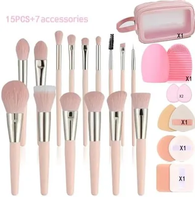 Productafbeelding van PromoHome® Complete make-up borstelset - 22-delig, professionele set met opbergtas