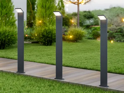 Produktbild von LED Pollerleuchte in Anthrazit 100cm - 3er Set Wegeleuchten Terrassenbeleuchtung