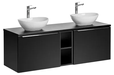 Produktbild von Doppelwaschtisch 140cm Éros mit 2 Schubladen, Schwarz