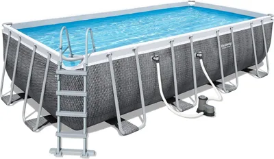 Obrázek produktu pro Kompletní sada bazénu Power Steel™ Frame, čtvercový, s filtračním čerpadlem, bezpečnostním žebříkem a krytem 549 x 274 x 122 cm, Bazény, Plavání, Bazény