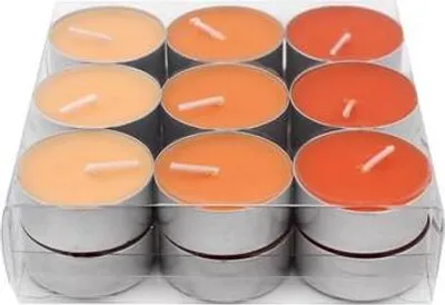 Zdjęcie produktu dla Pomarańczowa Świeczka Typu Tea Light, 18 Sztuk