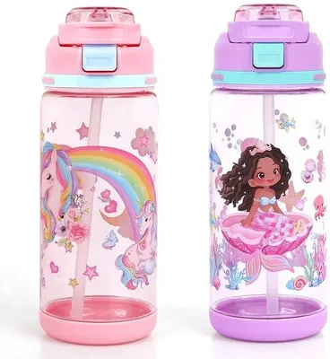 Produktbild von Trinkflasche für Kinder, 600 ml – lila & rosa – BPA-frei – auslaufsichere Wasserflasche für Schule und Sport