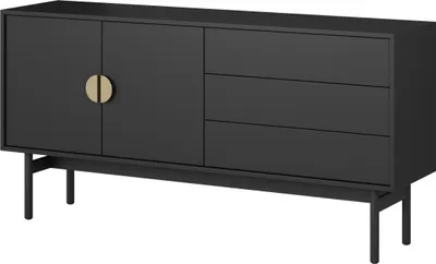 Obrázek produktu pro Selsey Stoon - TV stolek se 3 zásuvkami - černý s kovovým rámem - 154 cm