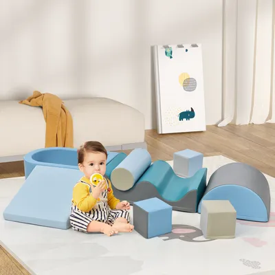 Produktbild von Merax 9 TLG. Schaumstoffbausteine, Riesenbausteine zum Toben und Klettern, Softbausteine aus Schaumstoff, Großbausteine Mehrfarbig, Bauklötze für Babys und Kleinkinder