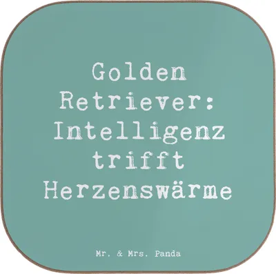Produktbild von Mr. & Mrs. Panda Untersetzer für Gläser Spruch Golden Retriever Liebe - Meeresbrise - Geschenk, Hundeliebhaber, Hunderassen, Therapiebegleiter, Therapiehund, Tischschoner