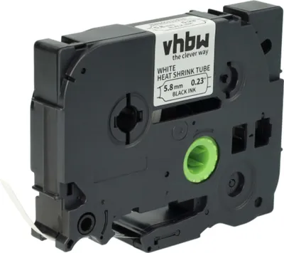 Produktbild von vhbw Schriftband-Kassette kompatibel mit Brother Edge PT-P750WVP Etiketten-Drucker 1,5m x 5,8mm Schwarz auf Weiß, Schrumpfschlauch-Kassette