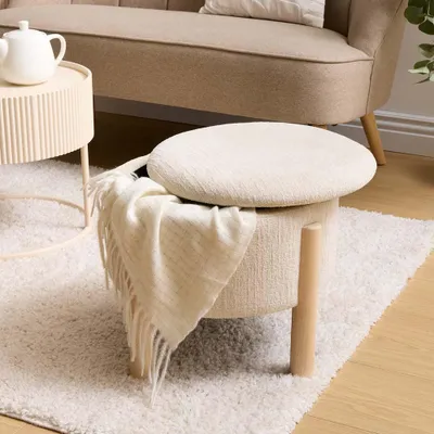 Produktbild von Eazy Living Pouf + Aufbewahrungsbox Averin Weiß
