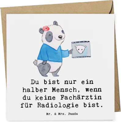 Produktbild von Mr. & Mrs. Panda Grußkarte Fachärztin für Radiologie Herz - Weiß - Geschenk, faltkarte, Glückwunschkarte, anlasskarte, doppelkarte, Klappkarte
