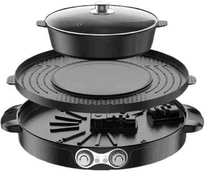 Produktbild von Elektrische 2in1 Grill- und Kochpfanne 2200W schwarz rauchfrei