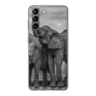 Produktbild von MuchoWow® Handyhülle Schutzhülle Hülle für Samsung Galaxy S21 Elefant - Tiere - Wasser - Schwarz und weiß Silikon Softcase Handy Hülle - Softcase