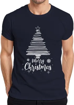Produktbild von Merry Christmas Weihnachtsbaum Sketch - Weihnachten Weihnachtsgeschenk Christmas Herren T-Shirt, Navy, 3XL