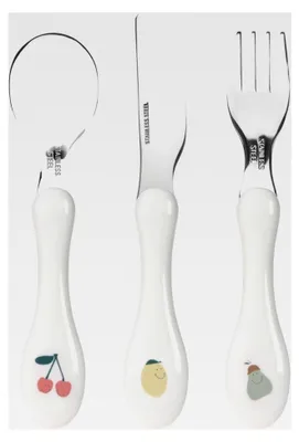Produktbild von 3-teiliges Kinderbesteck Set Löffel Gabel Messer Edelstahl Kunststoffgriff