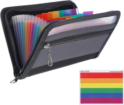 Imagen del producto de Organizador de documentos A5 con 13 compartimentos, cierre de cremallera, 20,5 x 12 cm, ideal para la organización de documentos