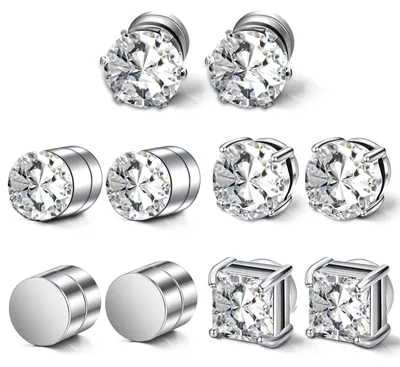 Immagine prodotto di Cerchi magnetici in zirconio, 6 paia, adatti per l'uso quotidiano e per eventi speciali