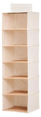 Image de Organiseur suspendu pour pulls en bambou avec 6 compartiments, en tissu, 30,5 x 29,2 x 106,7 cm, couleur naturelle