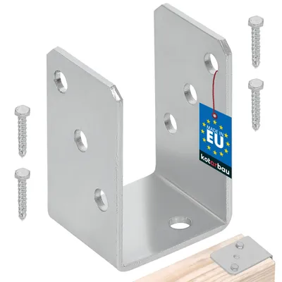 Produktbild von KOTARBAU® U-Pfostenträger zum Aufschrauben 60 mm Feuerverzinkt Silber Die perfekte Lösung für die Verbindung verschiedener Elemente
