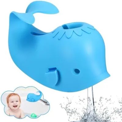Produktbild von PolkaHome® Badarmatur Schutzkappe – Wal-förmige Armatur Abdeckung für Kinder, Blau, 10 x 15 x 10 cm, Silikon