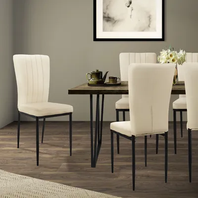 Produktbild von ML-Design 4er Set Esszimmerstuhl mit Rückenlehne, Taupe, Samtbezug mit Metallbeine