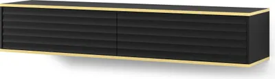 Immagine prodotto di Mobile TV sospeso Wabi 180 cm BLACK MATT- Mobile TV moderno con frontale fresato in MDF - Mobile basso a 2 ante per il soggiorno