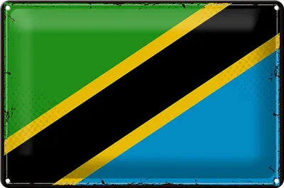 Produktbild von Blechschild Flagge Tansania 30x20cm Retro Flag of Tanzania