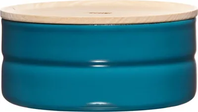 Produktbild von Riess Vorratsdose mit Eschenholzdeckel Ø13cm 0,5L Blue Emaille