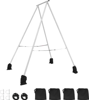 Zdjęcie produktu dla Stelaż do jogi SucceBuy do huśtawki (wysokość 291 cm) o maksymalnej nośności 250 kg, stabilna trójkątna konstrukcja, uchwyt na linę pneumatyczną i antypoślizgowa podstawa, wszechstronny stelaż do hamaków (tylko stelaż)