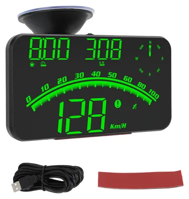 Produktbild von Smart HUD LED-Bildschirm, hochauflösender Geschwindigkeitsalarm, Multifunktions-GPS-Tachometer, universell, 5 V, für Autos, LKWs, Grün