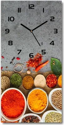 Produktbild von Wanduhr aus Glas – 30x60 cm - Glasbild - Glasuhr - Gehärtetes Glas -Bunte Gewürze