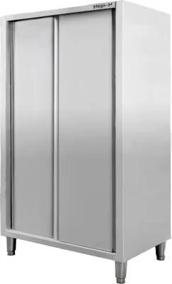 Zdjęcie produktu dla Szafa gastronomiczna magazynowa ze stali nierdzewnej 2-drzwiowa 4 półki Mega-M 100x60x180 cm