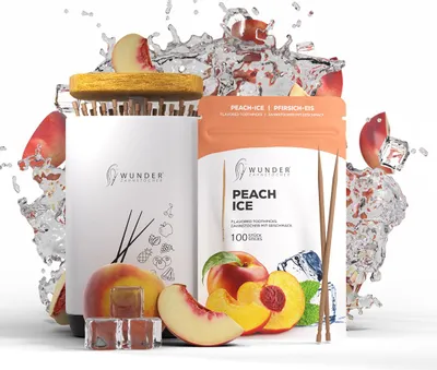 Produktbild von Wunder Zahnstocher - 1x Pfirisch/Ice Refill Wunderzahnstocher mit Geschmack 100 Stück  + 1 x Zahnstocherspender für deinen Lifestyle