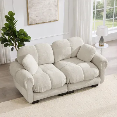 Produktbild von 2-Sitzer Chenille Modulares Sofa, Dicke Sitzkissen,Weich & Stützend,Ergonomisch geformte Rückenlehne,Einfach Aufzubauen,für das Wohnzimmer,Hellkhaki