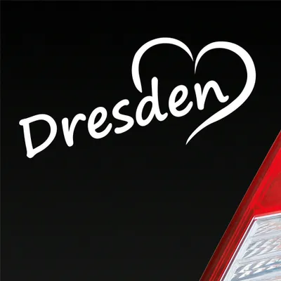 Produktbild von Auto Aufkleber Dresden Herz Stadt City Liebe Love Heimat 18x8 cm Weiss Glanz Sticker Heckscheibenaufkleber