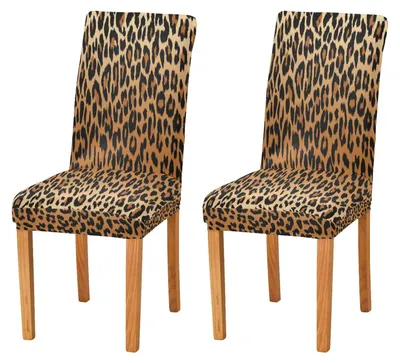Stuhlbezüge 2 Stück, waschbar, Leopardenprint, 50-60 cm Rücken