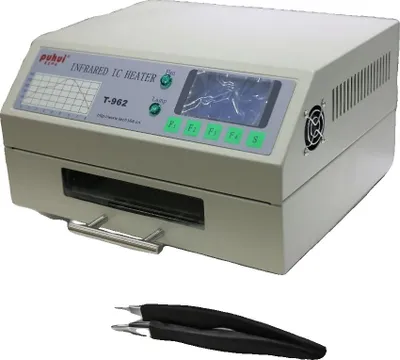 Produktbild von Reflow-Ofen, Infrarot-Heizelemente, 180 × 230 mm Heizfläche, bis zu 800 Watt, intelligente Mikrocomputersteuerung, LCD-Display