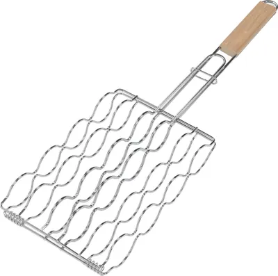 Zdjęcie produktu dla Kosz do grillowania kukurydzy Uchwyt ze stali nierdzewnej z drewna bukowego Równomierne rozprowadzanie ciepła Uchwyt do grillowania o pojemności 4 kukurydzy na kempingu