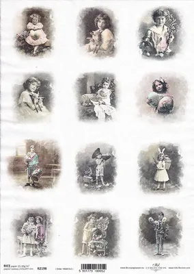 Produktbild von ITD Reispapier Decoupage Bastelpapier Softpapier Serviettentechnik, Retro, Porträts von Kindern R2198