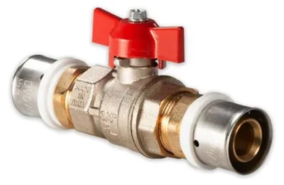 Produktbild von Selfio-Press Aluverbund Pressfitting Kugelhahn 26 x 3 mm Flügelgriff rot TH + U Kontur