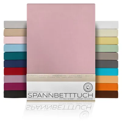 Produktbild von Spannbetttuch Bettlaken aus gekämmter Baumwolle Premium Jersey 160g/m²,180x200cm,Altrose, Matratzenart:Standardmatratze