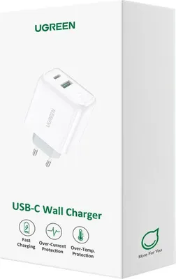 Zdjęcie produktu dla Ugreen szybka ładowarka sieciowa USB Typ C / USB 36 W Quick Charge 4.0 Power Delivery biały (60468 CD170)