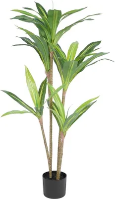 Produktbild von Famanu Kunstpflanze Dracaena - 120 cm, naturgetreu, pflegeleicht, für drinnen und draußen