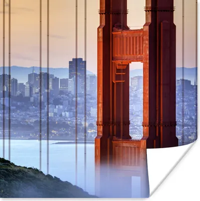 Produktbild von MuchoWow® Poster Golden Gate Bridge und San Francisco im Hintergrund 75x75 cm - Wand Dekoration