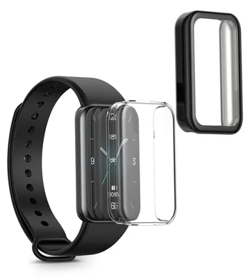 Produktbild von kwmobile 2x Silikon Hülle für HONOR Band 9 Schutzhülle - Fullbody Display Cover Set aus Silikon - Transparent Schwarz