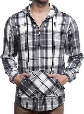 Produktbild von Carisma Fischerhemd mit Kapuze Holzfäller Flanell Schwarz kariert CRM8509 L