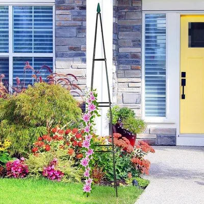 Produktbild von Famanu Pflanzenstütze Obelisk 190 cm - Freistehend für Kletterpflanzen - Schwarz