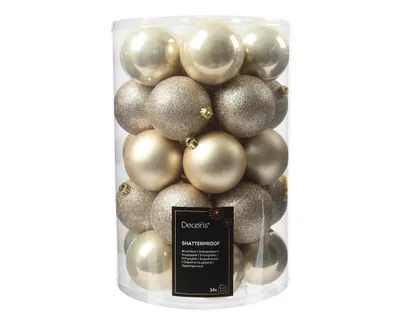 Produktbild von Weihnachtskugeln Kunststoff 8cm 34er Set - Perle