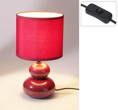 Imagen del producto de Lámpara de mesa Cilgro, cerámica roja, iluminación LED para habitación infantil, conexión USB