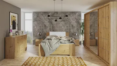Obrázek produktu pro Ložnicová sestava s postelí 160x200 CORTLAND 3 - dub artisan / bílá