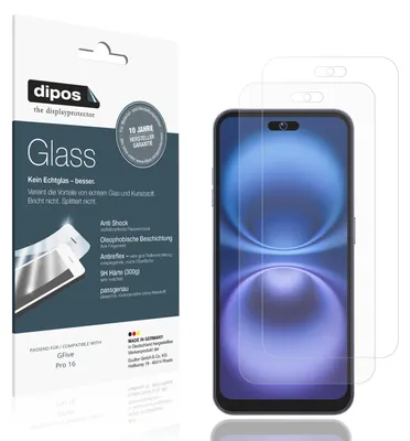 Produktbild von 2x Schutzfolie für GFive Pro 16 matt - Anti-Shock 9H Folie dipos Glass Kunststoffglas