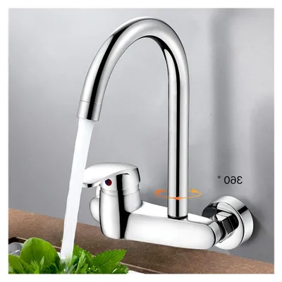 Produktbild von Schwarze Küchenarmatur aus Messing und Chrom für Wandmontage