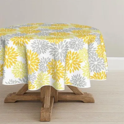 Immagine prodotto di Tovaglia con motivi floreali autunnali, gialla, rotonda, 120 cm, stagionale, impermeabile, decorazione per le feste